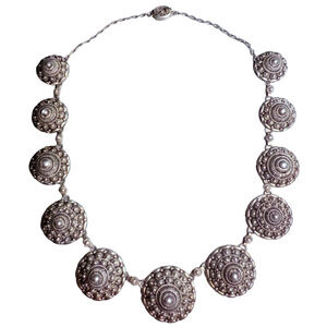 Antique Sterling Silver Zeeland Dutch Filigree Zeeuwse Knoop Button Necklace VTG